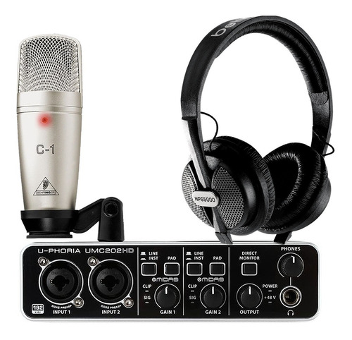 Kit Grabación Behringer Uphoria Pro Studio Umc202 C1 Hps5000