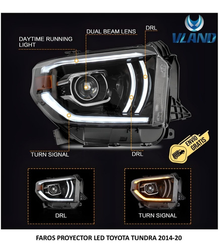 Faros Led Pro Toyota Tundra 2014-20 Marca Vland Foto 5