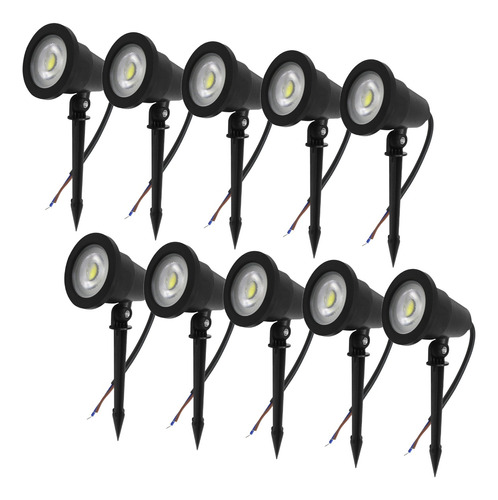 Kit 10 Luminária Espeto Jardim Led 5w Prova Dágua Amarela