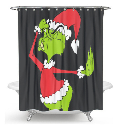 Cortinas De Baño Navideñas Grinch Para Decoración Del Ho [u]