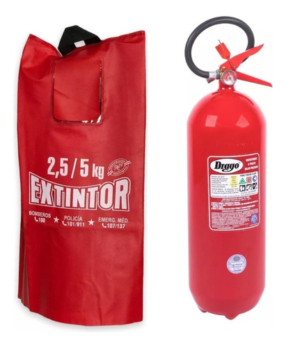 Funda Protectora +  Matafuego 5 Kg Abc Drago Incendios 