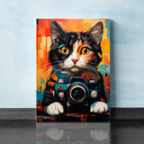 Quadro Decorativo 30x45cm Sala Olhar Fotográfico Felino