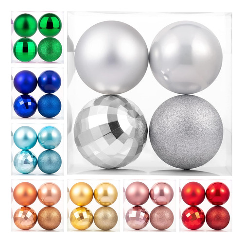 Xmasexp Christmas Ball Ornaments Silver Giant Shatterproo Aa