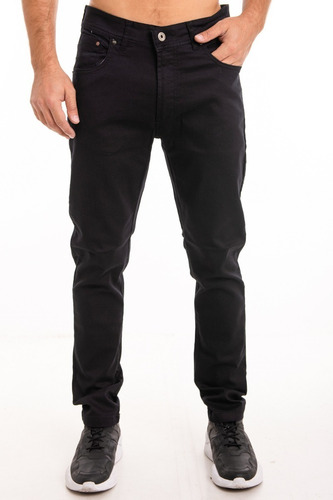 Pantalon Jeans Semi Chupin Negro Talles Especial Premium