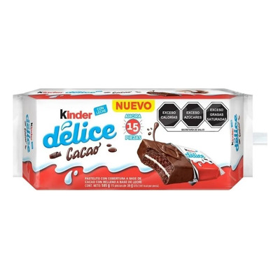 Pastelito Kinder Delice Cacao 15 Pzas De 39 G C\u002Fu O 585 G | MercadoLibre