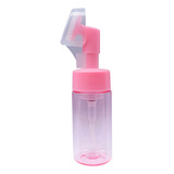 Frasco Pump Rosa Com Escova De Silicone Limpeza Facial 100ml