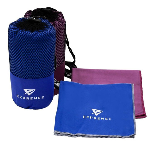 Set 3 Toalla Microfibra Natacion Viaje Pack 2 Azul Purpura