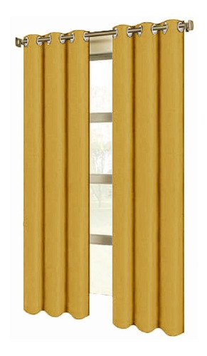 Cortinas Blackout 188cm Ancho X 274cm Largo En 2 Paneles Color Amarillo