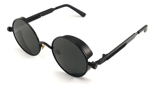 Gafas De Sol Steampunk Casual Redonda  Negro Unisex