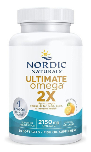 Nordic Naturals Ultimate Omega 2x Sabor Limão 60 Cápsulas 2.150 Mg De Ômega-3