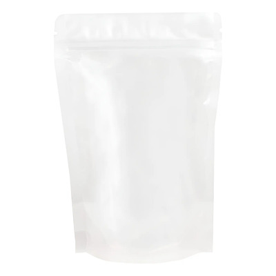 100 Bolsas Stand Up Pouch Transparente Mate Zipper 200g Blanco Stand Up Pouch