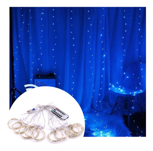 2 Cortinas Serie Luces 100 Led Decorativas Usb 8 Modos 3x1m