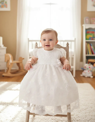 Ropon Bautizo Vestido Bautizo Niña + Kit Vela Bautizo
