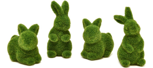 Conejitos Peludos Verdes De Pascua Decoración De Prima...