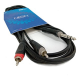 Cable 2 Rca - 1 Plug Stereo 6,5 Mm X 3 Mtrs. Kwc 9018 Neon