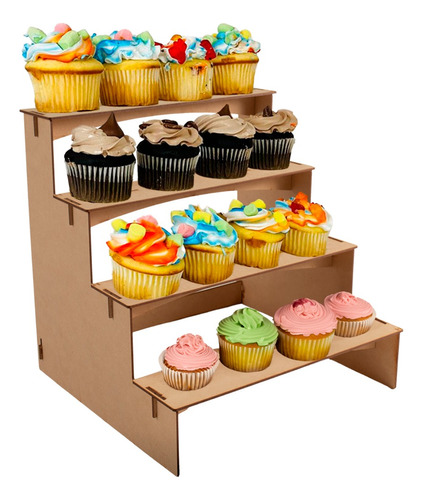 Escalera Mesa De Postres Dulces Cupcake Candy Bar Snacks Color Natural