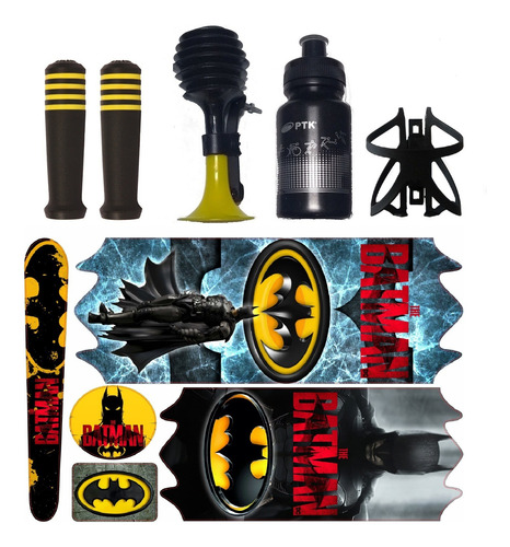 Kit Adesivo Bicicleta Infantil Buzina Manoplas Batman Aro 20