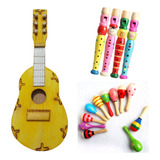 Kit Com 3 Instrumentos Musicais Infantis Viola Maraca Flauta