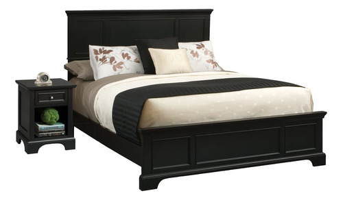 Cama Y Mesita De Noche Bedford Black Queen De Home Styles