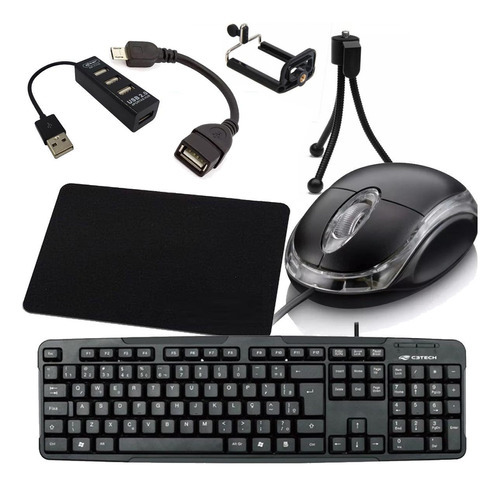 Kit Mobilador Mouse Teclado Otg Hub Mousepad Basico Tipo C