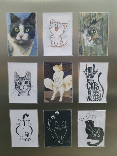 Kit 9 Ímãs De Geladeira Decorativos Cats - Objetinhos 