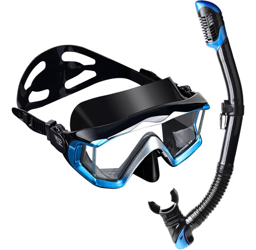 Mascara De Snorkel Con Respirador Exp Vision, Kit Azul