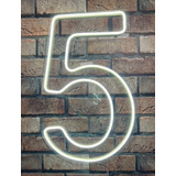 Painel Neon Led Número 5 Instagram Iluminação Festa 50 Cm