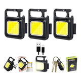 3x Linterna Led Cob | Llavero Gancho Mosquetón Mini Light