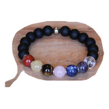 Pulsera Obsidiana Negra Con Piedras De Los 7 Chakras Unisex