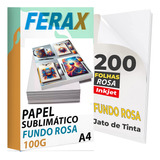 Papel Sublimatico A4 Rosa 200 Folhas - Profissional