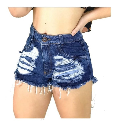 Short Jeans Feminino Cintura Alta Hot Pant Anita Kit C/2 Pçs