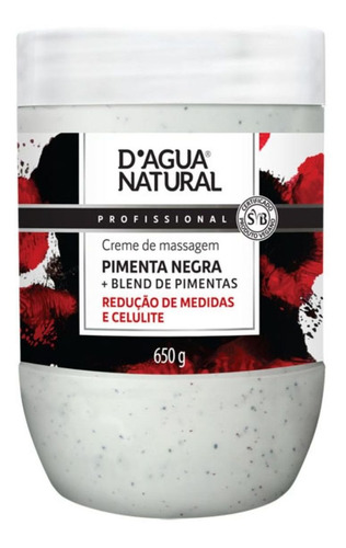 Creme Massagem Pimenta Negra 650g Dagua Natural Termoativo