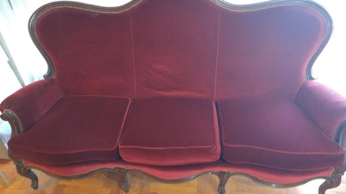 Sofa Usado Estilo Francés 3 Cuerpos Gamuza Púrpura