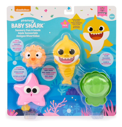 Baby Shark Sensory Fun Friends, Paquete De 4, Juguetes Antie