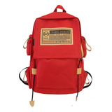 Mochila Lisa Escolar Unisex Resistete Casual Chic Bolsa Cor Vermelho Desenho Do Tecido Liso