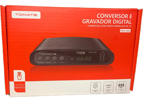 Conversor Digital Hd E Gravador Tomate Tv Digital Com Visor