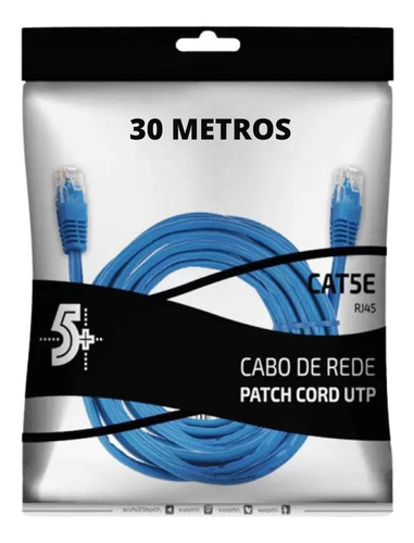 Cabo De Rede 30 Metros Lan Internet Crimpado Rj45 Cat5e Azul