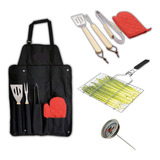 Set Bbq Con Delantal Kit Parrilla Completo Asadores