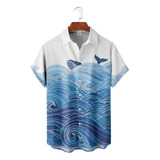 Camisa Hawaiana Unisex Ukiyoe Wave De Japón, Camisa De Playa
