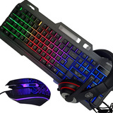 Kit Gamer Teclado Semi Mecanico Mouse 3200dpi E Headset 