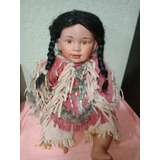 Muñeca De Porcelana Coleccionable Nativo Americano (indio)