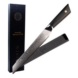 Cuchillo Sierra Para Pan Acero Damasco Japonés Darknife 20cm