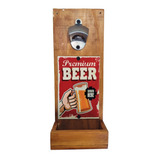 Destapador Abridor Pared Chapa Vintage Con Cajón Beer Red