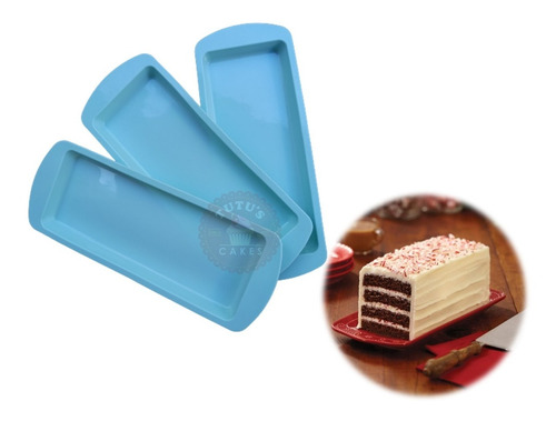 Set X3 Molde Torta Rectangular Silicona Repostería