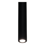 Pendente Tubo Cilindro Preto 60 Cm + Led  Luz Neutro