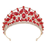 Corona Princesa Roja Para Xv Quinceañera Novia, Reina Cumple