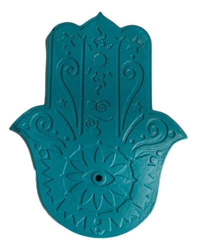 Porta Sahumerios Artesanal Mano De Fátima - Hamsa Verde #2s