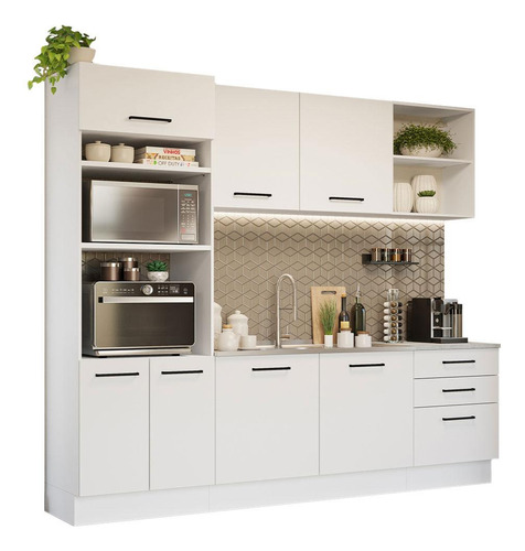 Mueble De Cocina Integral Agata Madesa 250cm 01 Blanco