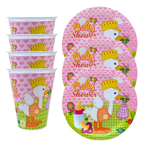 Set Vajilla 30 Platos 30 Vasos Fiesta Baby Shower Revelacion
