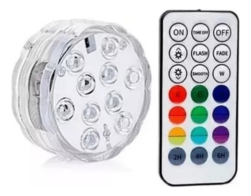 Luminária Led Piscina Controle Remoto Rgb Pilha Ventosa Cor